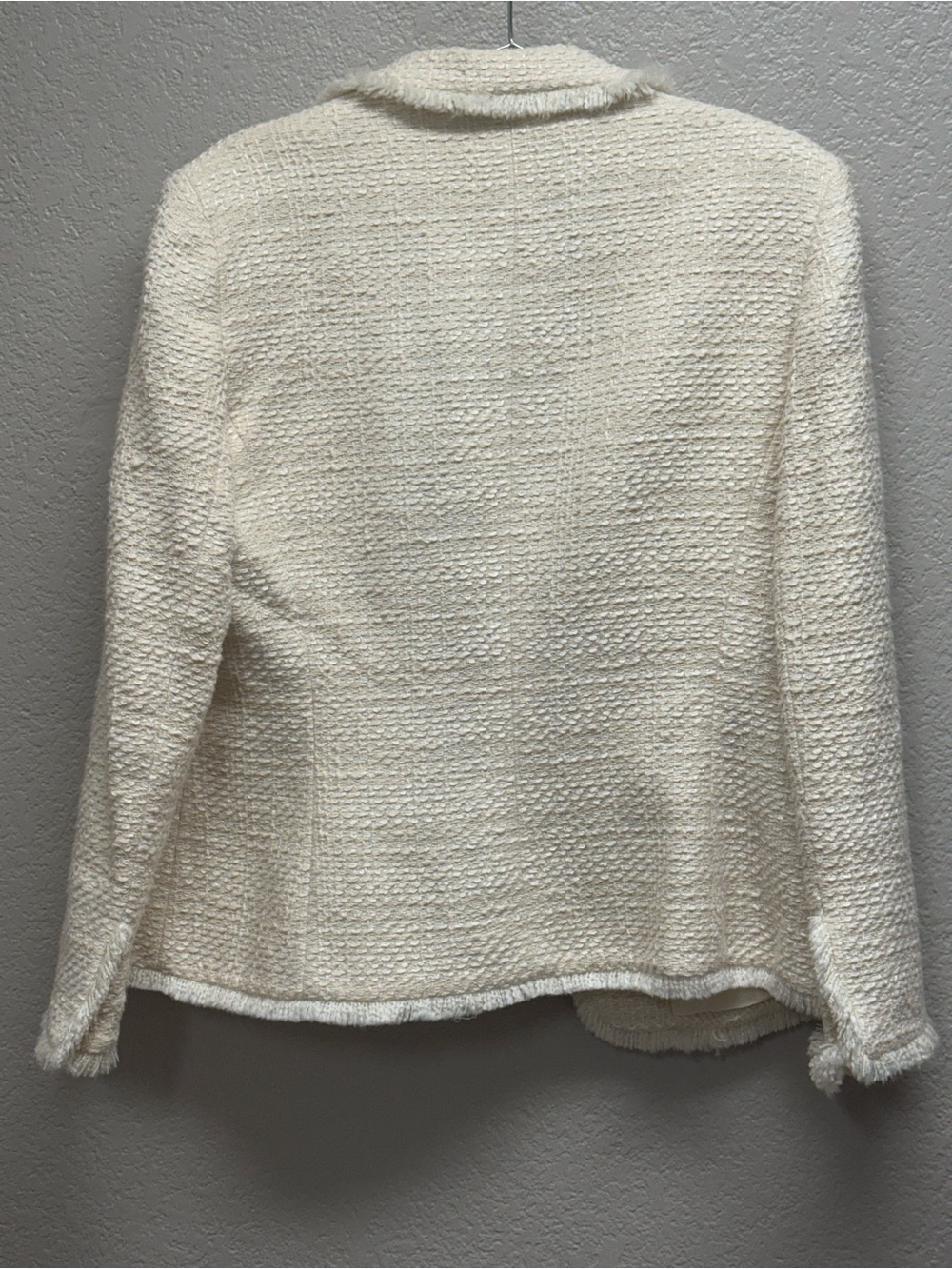 Kasper Women's Cream Textured Open-Front Jacket size 14 Pit 21” X L 26” tweed - Picture 2 of 9